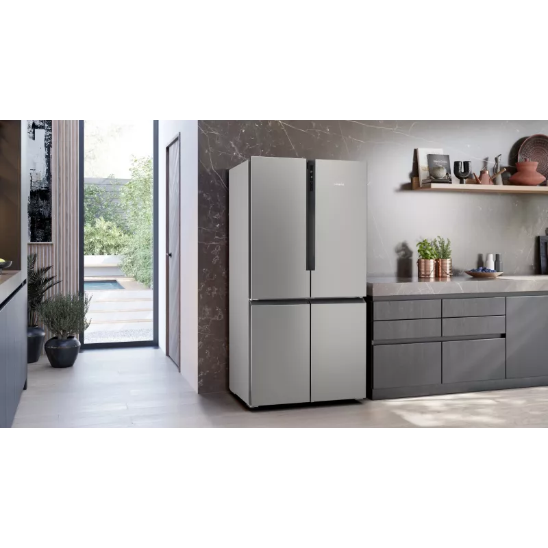 Siemens iQ300 KF96NVPEA chladnička s mrazničkou side-by-side French Door, 605 l (405 l + 200 l), strieborná