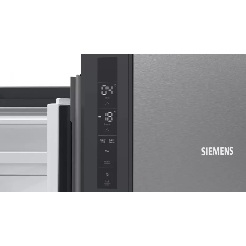Siemens iQ300 KF96NVPEA chladnička s mrazničkou side-by-side French Door, 605 l (405 l + 200 l), strieborná