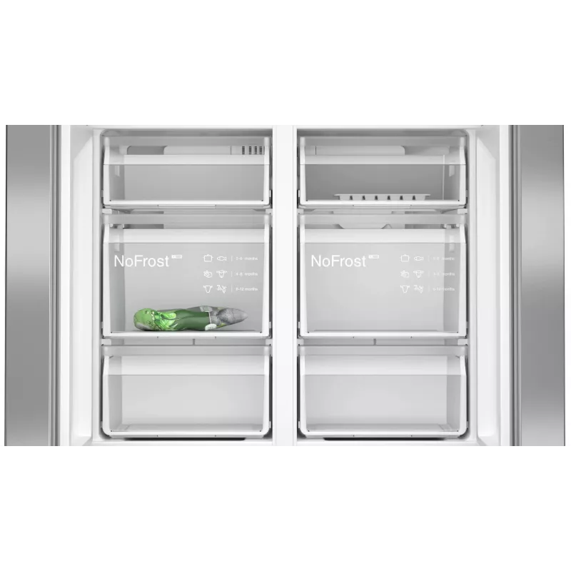 Siemens iQ300 KF96NVPEA chladnička s mrazničkou side-by-side French Door, 605 l (405 l + 200 l), strieborná