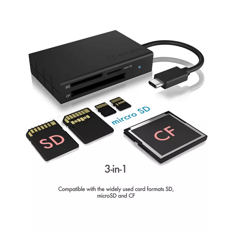 ICY BOX IB-CR401-C3 čítačka kariet USB 3.2 Gen 1 (3.1 Gen 1) Type-C čierny