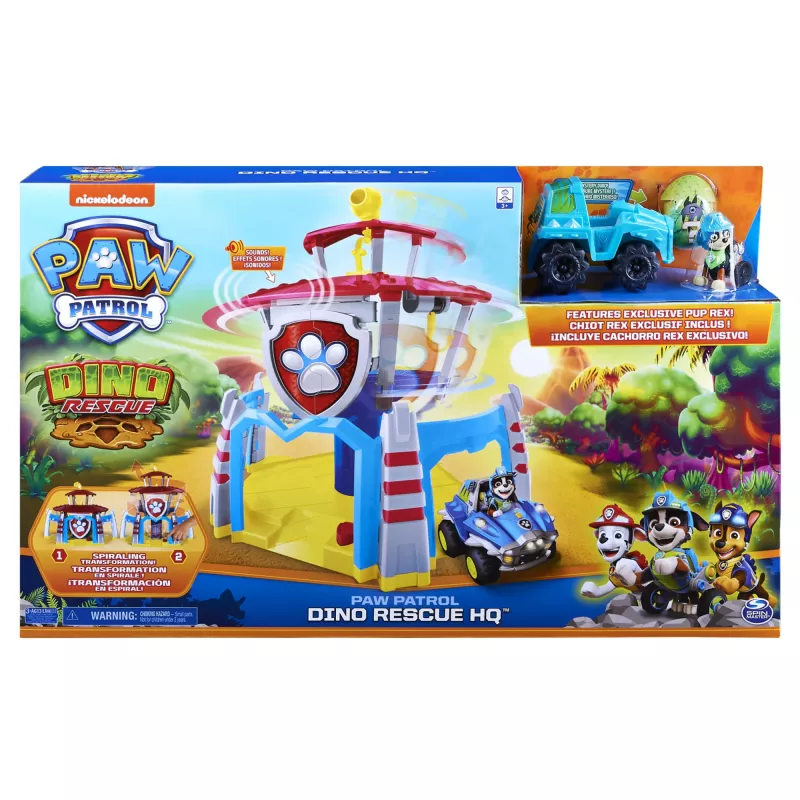 PAW Patrol, Dino Rescue HQ herná sada so zvukmi a exkluzívnou figúrkou Rex a vozidlom