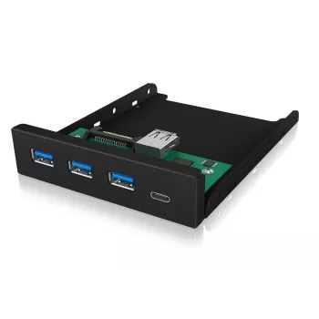 USB hub ICY BOX IB-HUB1418-i3 — čipset GL3520/ASM1543, čierny, 101×137×25 mm