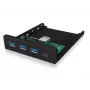 ICY BOX IB-HUB1418-i3 predný panel 3,5 palca s USB 3.0 hubom, 3x USB Type-A, 1x USB Type-C, čierny