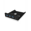 ICY BOX IB-HUB1418-i3 predný panel 3,5 palca s USB 3.0 hubom, 3x USB Type-A, 1x USB Type-C, čierny