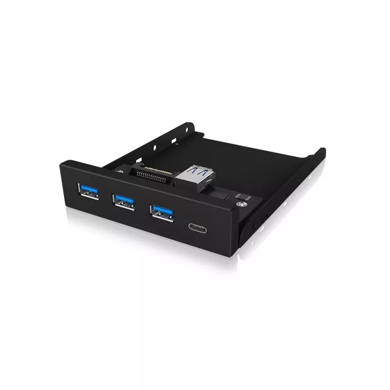 ICY BOX IB-HUB1418-i3 predný panel 3,5 palca s USB 3.0 hubom, 3x USB Type-A, 1x USB Type-C, čierny
