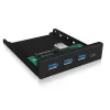 ICY BOX IB-HUB1418-i3 predný panel 3,5 palca s USB 3.0 hubom, 3x USB Type-A, 1x USB Type-C, čierny