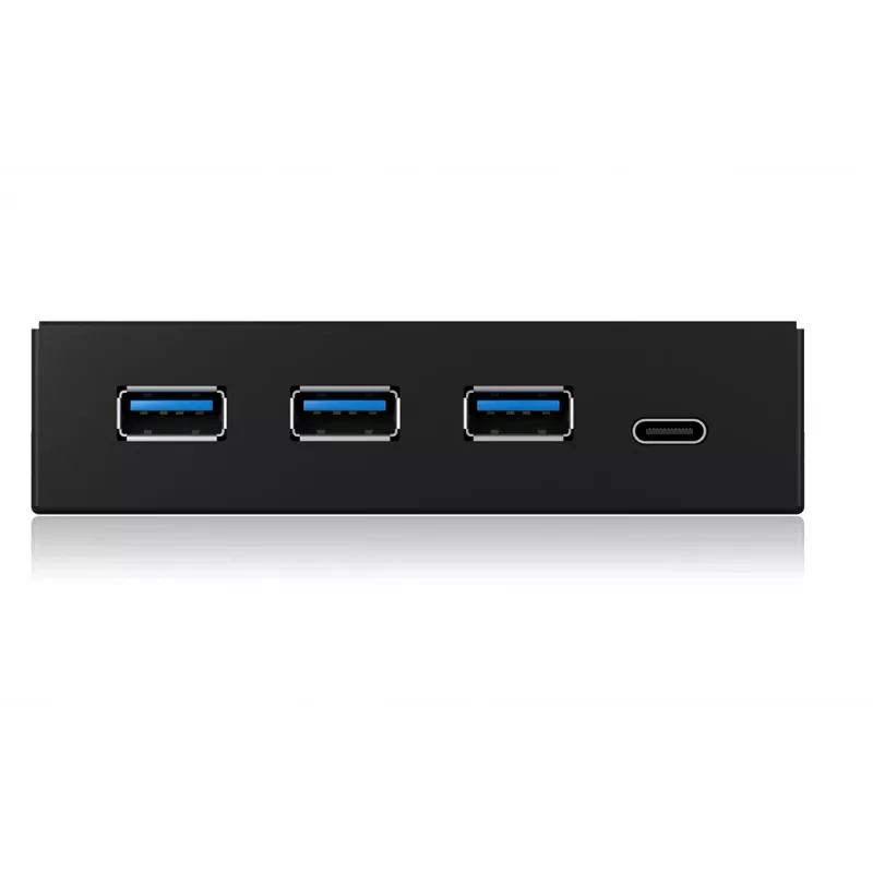 ICY BOX IB-HUB1418-i3 predný panel 3,5 palca s USB 3.0 hubom, 3x USB Type-A, 1x USB Type-C, čierny