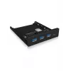 ICY BOX IB-HUB1418-i3 predný panel 3,5 palca s USB 3.0 hubom, 3x USB Type-A, 1x USB Type-C, čierny