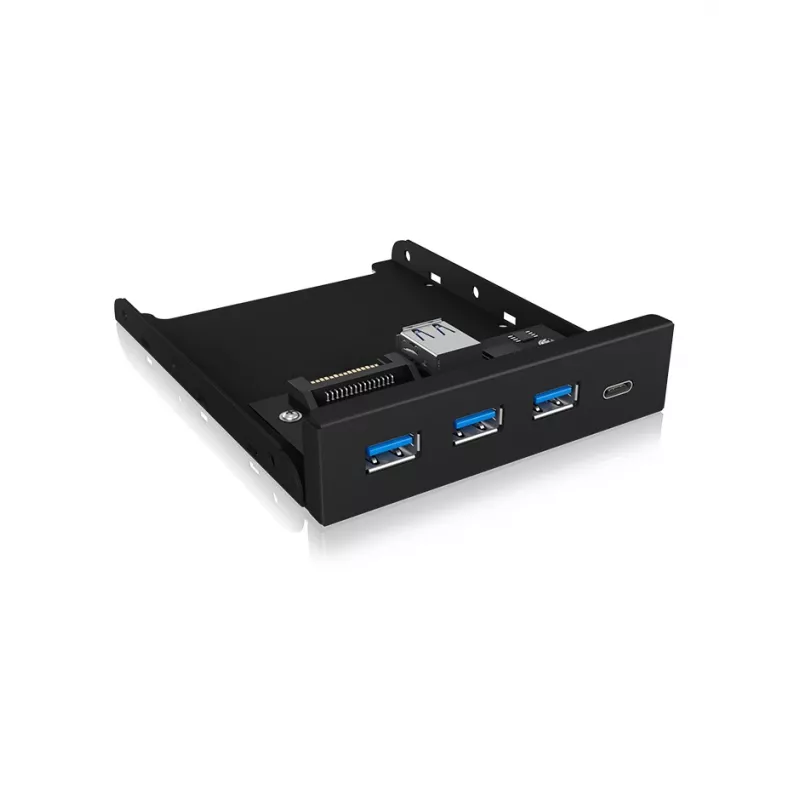 ICY BOX IB-HUB1418-i3 predný panel 3,5 palca s USB 3.0 hubom, 3x USB Type-A, 1x USB Type-C, čierny