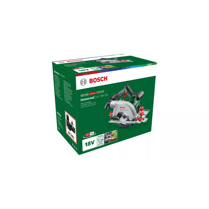 Bosch UniversalCirc 18V-53 akumulátorová okružná píla, set, 18 V, 2,5 Ah, 06033B1402