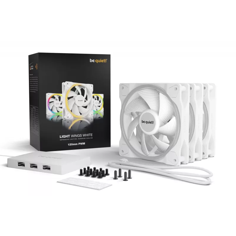 be quiet Light Wings White | 120mm PWM Triple Pack ventilátor do počítačovej skrine 12 cm 3 kusy
