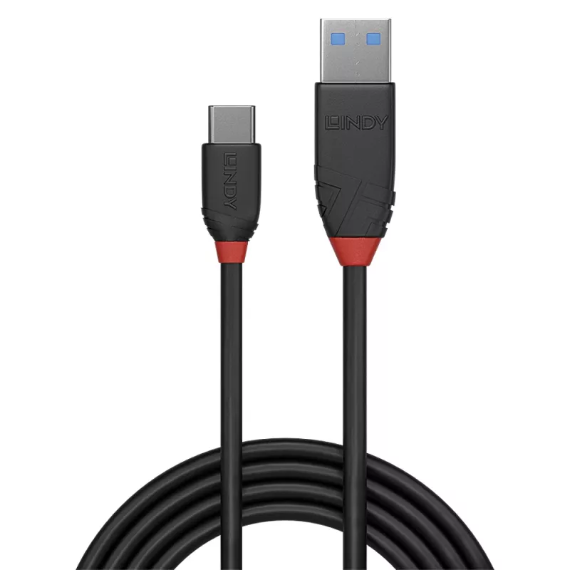 Lindy 1m USB 3.2 Type-A na C kábel, 10Gbit/s, Black Line, 1 m, USB A, USB C, USB 3.2 Gen 1 (3.1 Gen 1), 10 Gbit/s, čierna