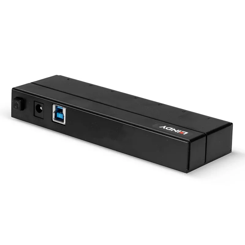 Lindy 7 port USB 3.0 hub, USB 3.2 Gen 1 (3.1 Gen 1) Type-A, USB 3.2 Gen 1 (3.1 Gen 1) Type-A, USB 3.2 Gen 1 (3.1 Gen 1), 5000 Mbit/s, čierny, plast