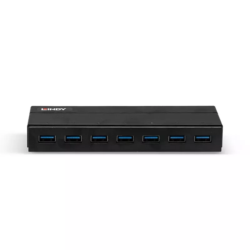 Lindy 7 port USB 3.0 hub, USB 3.2 Gen 1 (3.1 Gen 1) Type-A, USB 3.2 Gen 1 (3.1 Gen 1) Type-A, USB 3.2 Gen 1 (3.1 Gen 1), 5000 Mbit/s, čierny, plast