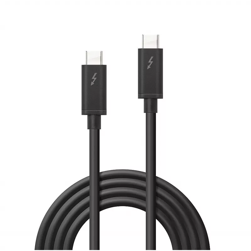 Lindy 1m Thunderbolt 3 kábel, pasívny, konektor samec, konektor samec, 1 m, 20 Gbit/s, čierny, 60 W