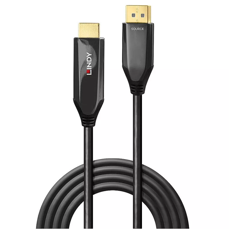 Lindy 2m aktívny DisplayPort 1.4 na HDMI 8K60 kábel, 2 m, HDMI Type-A (štandard), DisplayPort, konektor samec, konektor samec, rovný