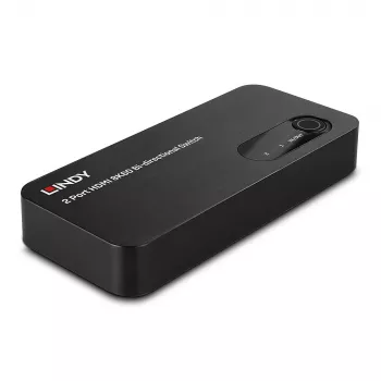 Lindy 2-portový HDMI 8K60 obojsmerný prepínač, HDMI, ABS, čierny, 120 Hz, 3840 x 2160, 7680 x 4320, 48 Gbit/s
