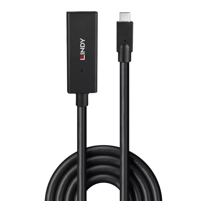 Lindy 5m USB 3.2 Gen 2 C/C aktívne predĺženie, 5 m, USB C, USB C, USB 3.2 Gen 2 (3.1 Gen 2), 10 Gbit/s, čierna