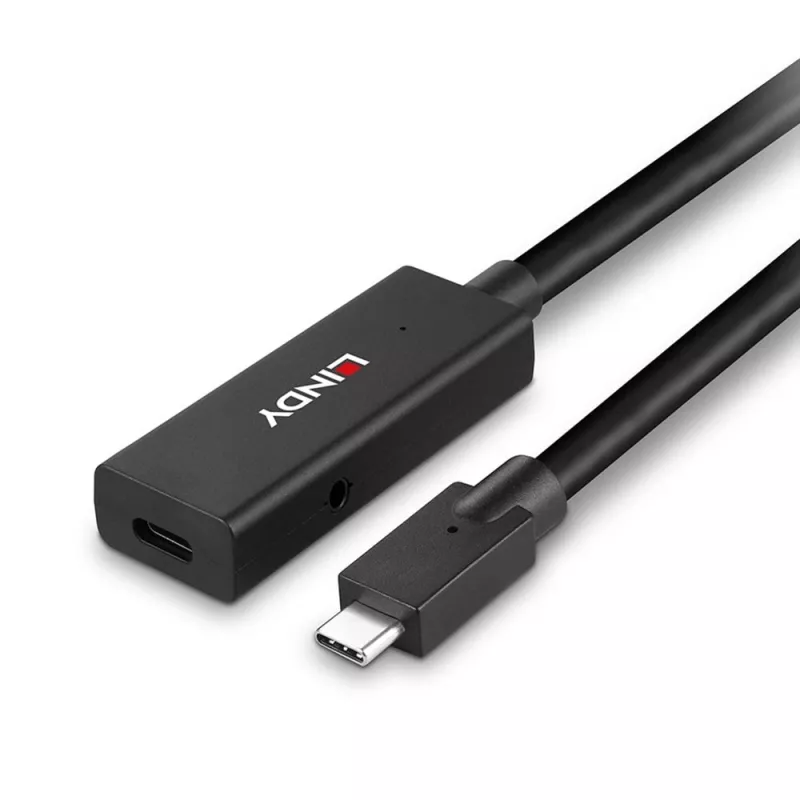 Lindy 5m USB 3.2 Gen 2 C/C aktívne predĺženie, 5 m, USB C, USB C, USB 3.2 Gen 2 (3.1 Gen 2), 10 Gbit/s, čierna