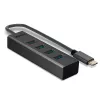 Lindy 43325 4-portový rozbočovač USB 3.2 Gen 1 Type-C, 4x USB-A, 5 Gbps, sivý, hliník/plast