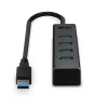 Lindy 43325 4-portový rozbočovač USB 3.2 Gen 1 Type-C, 4x USB-A, 5 Gbps, sivý, hliník/plast