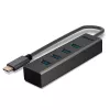 Lindy 43325 4-portový rozbočovač USB 3.2 Gen 1 Type-C, 4x USB-A, 5 Gbps, sivý, hliník/plast