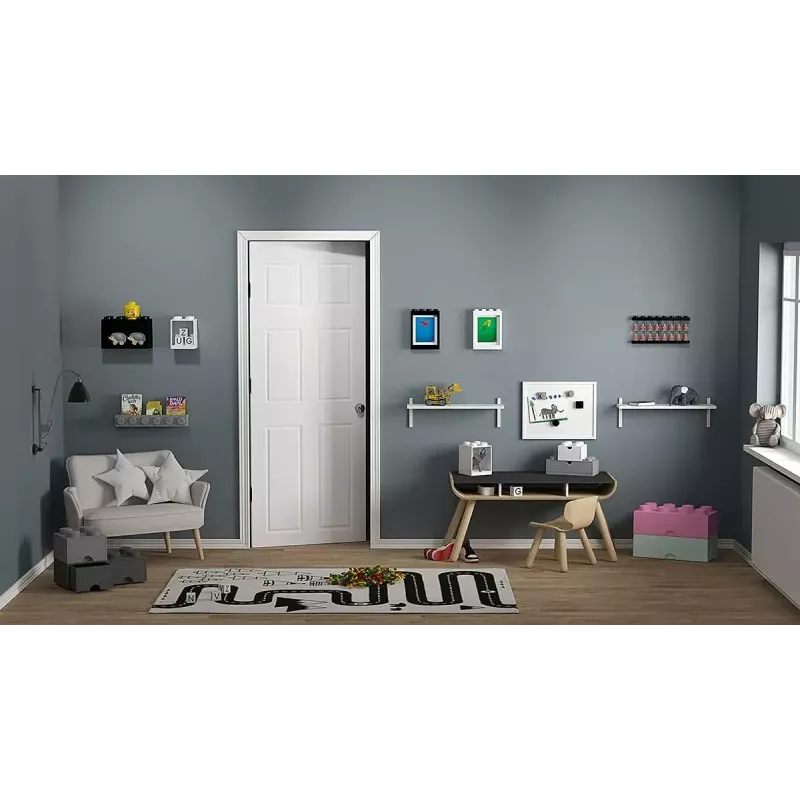 room copenhagen LEGO Brick Shelf 8+4 čierna — modulárna nástenná polica s 2 policami