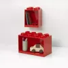 Polica Room Copenhagen LEGO Brick Shelf 8+4 červená, 2 police