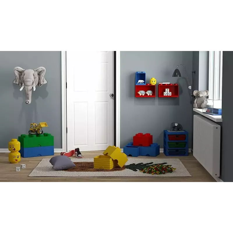 Polica Room Copenhagen LEGO Brick Shelf 8+4 červená, 2 police