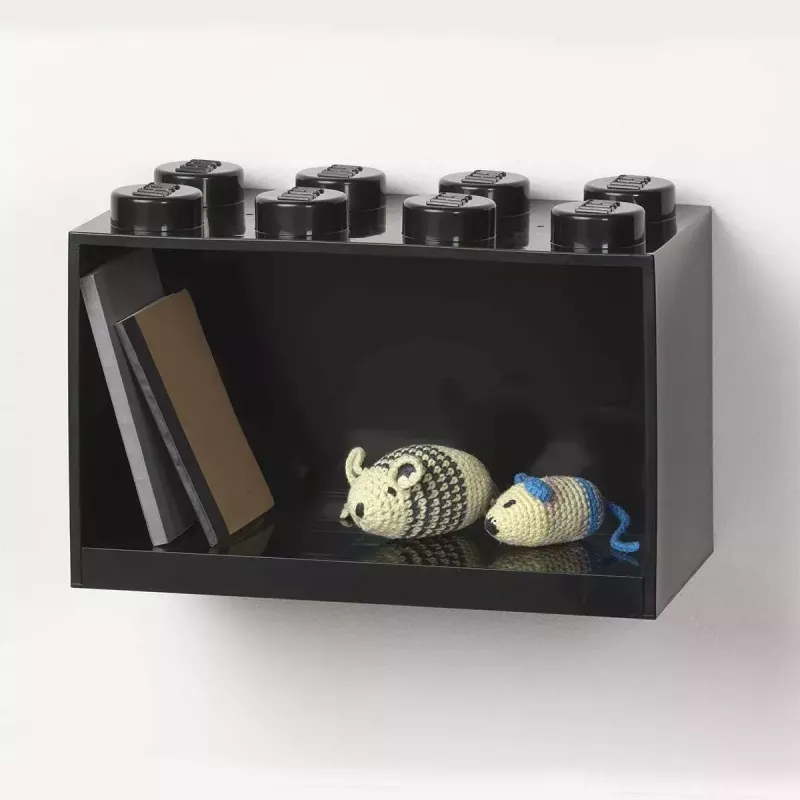 Polica Room Copenhagen LEGO Brick 8 čierna, modulárna vitrínová polica