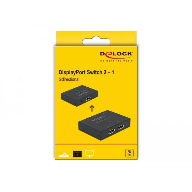 DELOCK DisplayPort 2 - 1 switch - obojsmerný 8K 30 Hz