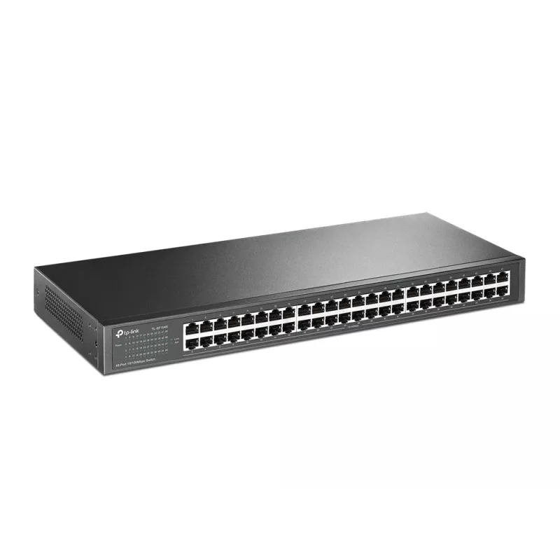 TP-Link 48-portový 10/100Mbit/s rackový sieťový switch, Unmanaged, Fast Ethernet (10/100), racková montáž, 1U