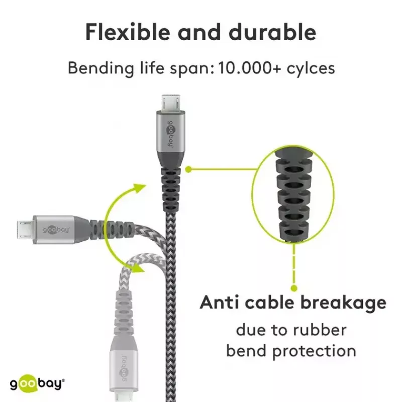 USB kábel Wentronic 49282 USB 2.0 1 m Micro-USB B USB A čierny sivý