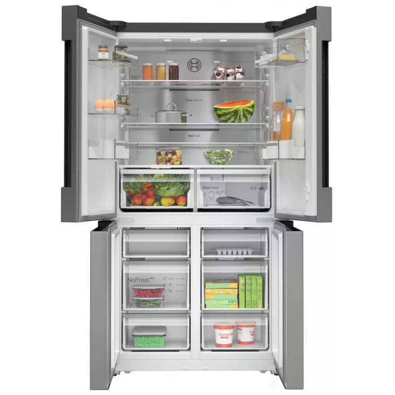 Bosch Serie 4 KFN96APEA chladnička s mrazničkou Side-by-Side, French Door, voľne stojaca, 605 l (405 l + 200 l), Home Connect, energetická trieda E, nerezová oceľ