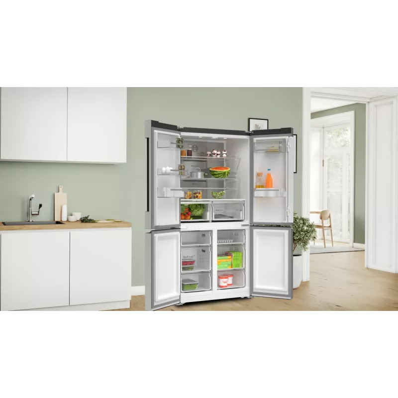 Bosch Serie 4 KFN96APEA chladnička s mrazničkou Side-by-Side, French Door, voľne stojaca, 605 l (405 l + 200 l), Home Connect, energetická trieda E, nerezová oceľ