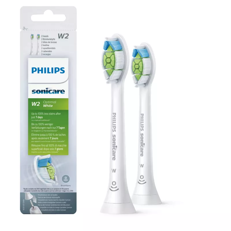 Philips Sonicare W2 Optimal biela HX6062/10 balenie 2 ks vymeniteľné násady na sonickú zubnú kefku