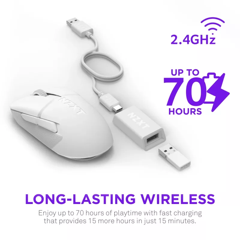 NZXT Lift Elite Wireless herná myš biela