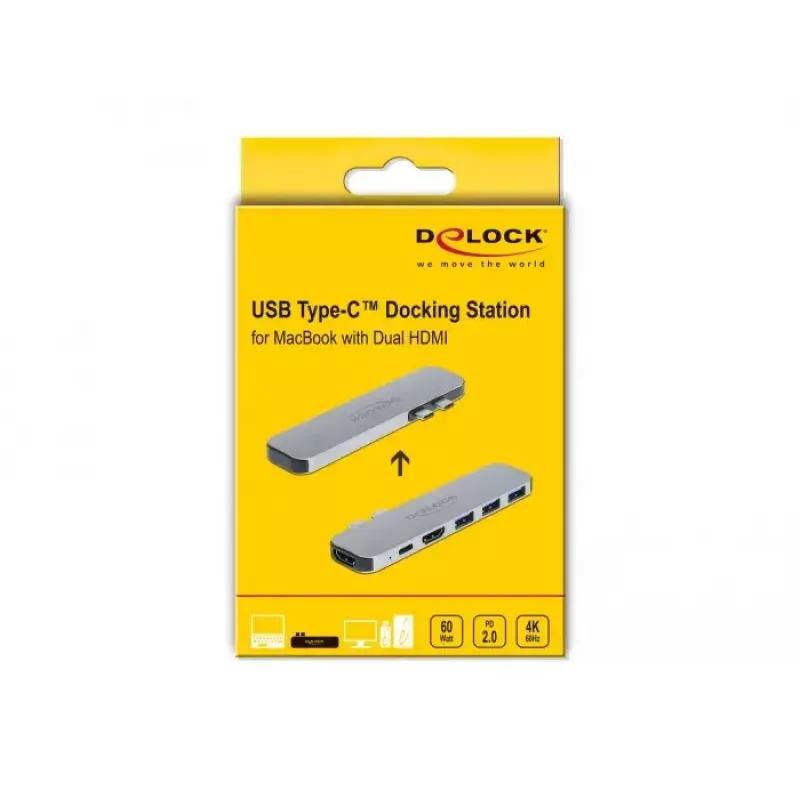 Dokovacia stanica DeLOCK dokovacia stanica pre MacBook Dual HDMI 4K PD Hub
