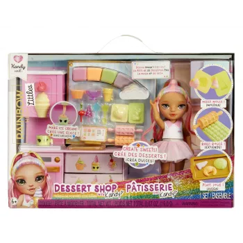 Rainbow High Little Dessert Shop s Kandy playset, módna bábika, ženské, 4 roky, 140 mm, viacfarebná
