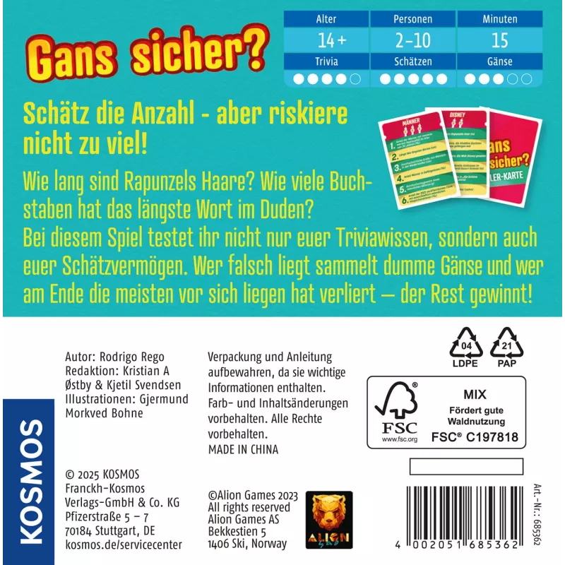 Kosmos 47856223 spoločenská/kartová hra 15 min hádanie