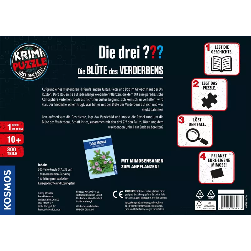 Kosmos 684877 detektívne puzzle Die drei ??? - Die Blüte des Verderbens, 300 dielikov, od 10 rokov
