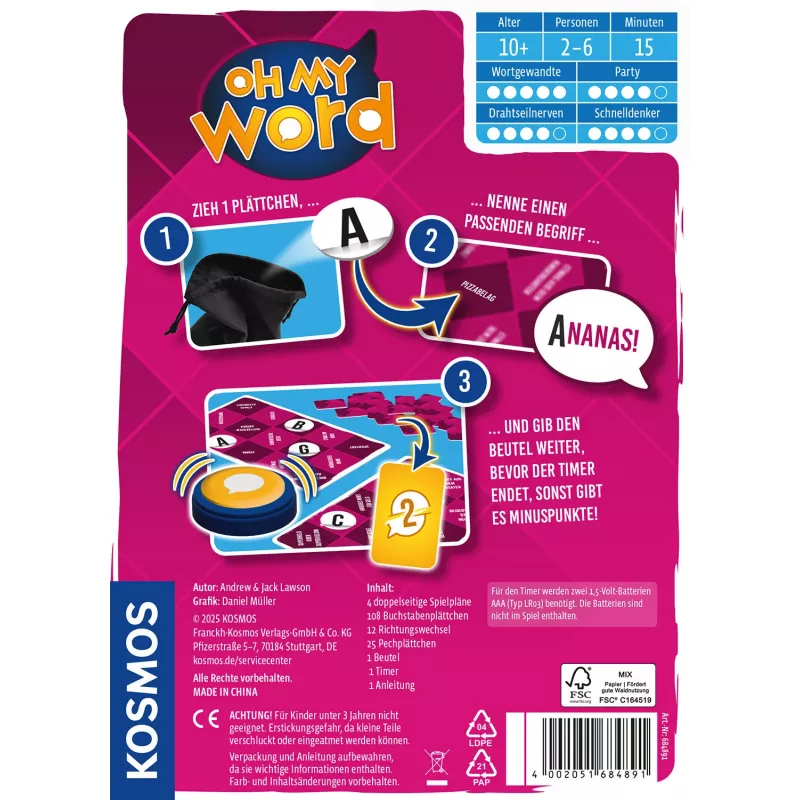 Kosmos Oh my word 684891 párty hra, 2–6 hráčov, 15 min, od 10 rokov
