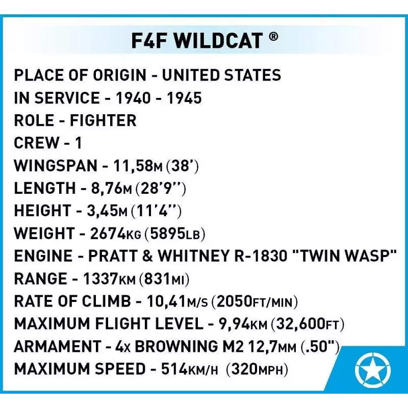 Stavebnica COBI F4F Wildcat Northrop Grumman 375 dielov