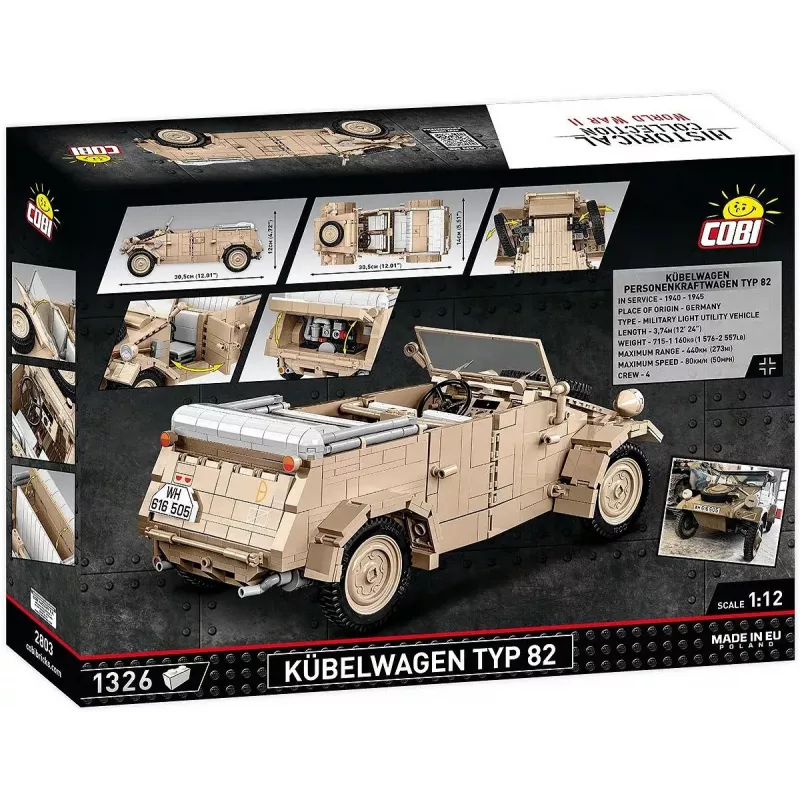 Cobi COBI-2803 Kübelwagen Typ 82 stavebnica, 1326 ks, séria Historical Collection, plast, 10+