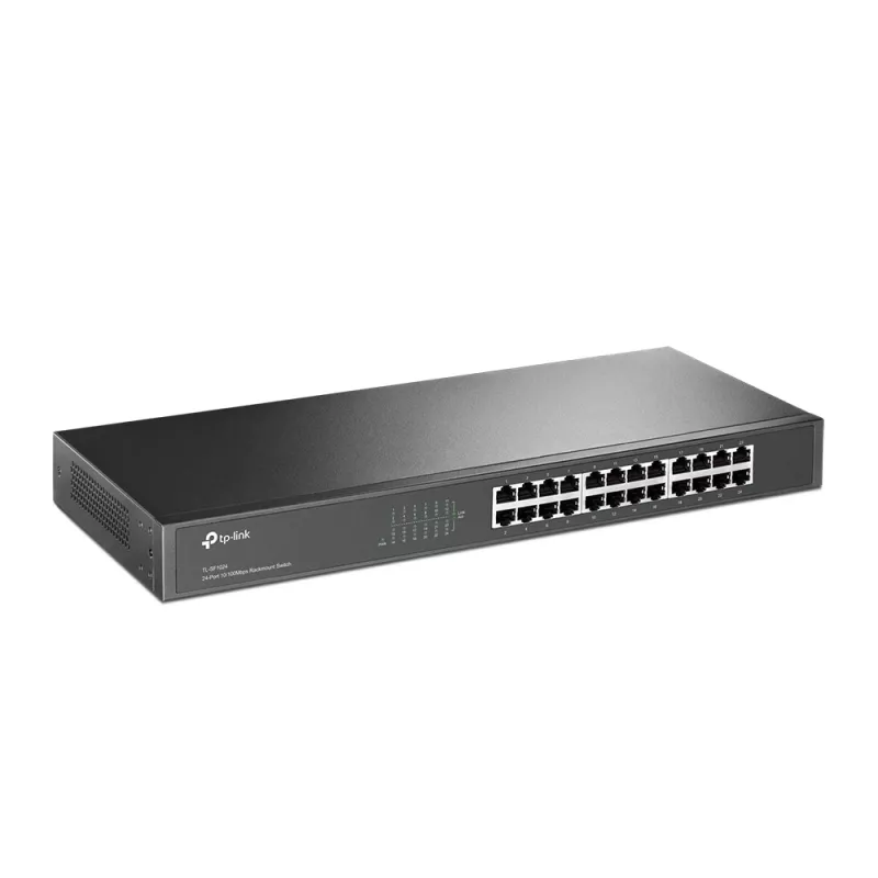 TP-Link 24-portový 10/100Mbps rackový sieťový switch, Unmanaged, Fast Ethernet (10/100), plný duplex, montáž do racku, 1U