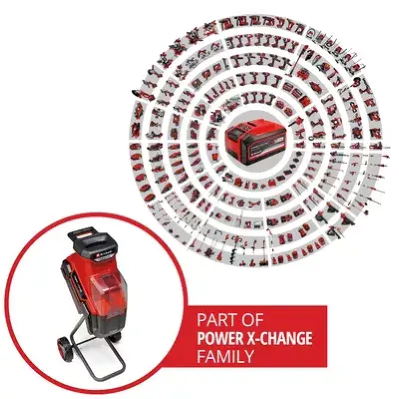 Einhell REDAXXO 36/25 akumulátorový nožový záhradný drvič, 36 V (2x18 V), max. priemer vetvy 25 mm, solo bez akumulátora a nabíjačky, červený/čierny