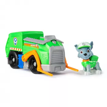 PAW Patrol, Rockys Recycling-LKW, hračkárske auto so zberateľskou akčnou figúrkou, ekologická hračka pre chlapcov a dievčatá od 3 rokov