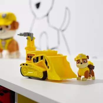 PAW Patrol, Rubbles Bulldozer hračkársky kamión so zberateľskou akčnou figúrkou, ekologicky uvedomelé detské hračky pre chlapcov & dievčatá od 3 rokov