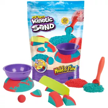 Spin Master Kinetic Sand Mold n' Flow Set hrací piesok, 680 g, červená/tyrkysová, od 3 rokov