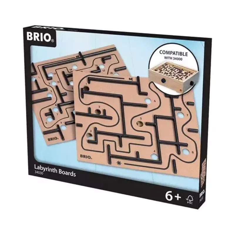 BRIO 34030 Labyrinth náhradné dosky (2 ks), hra na zručnosť, hnedé/čierne, od 6 rokov